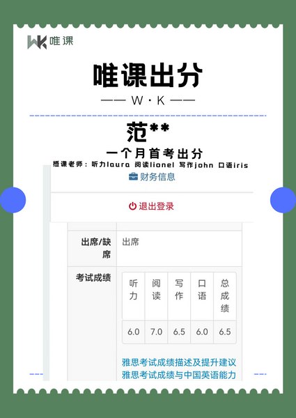 范同学 · 一个月首考出分 6.5